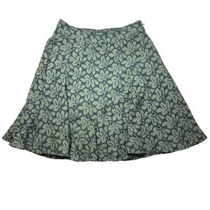 Ann Taylor A-Line Skirt Green Floral Embroidered Size‎ 0 Petite 0P Skater Boho